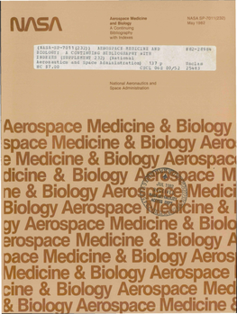 Aerospace Medicine & Biology Space Medicine & Biology Aero 9
