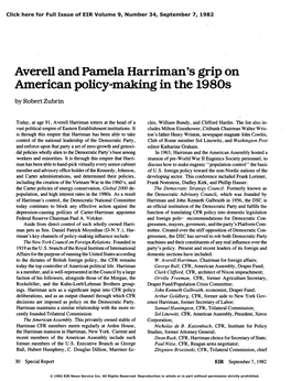 Averell and Pamela Harriman's Grip on American Policy-Making in The
