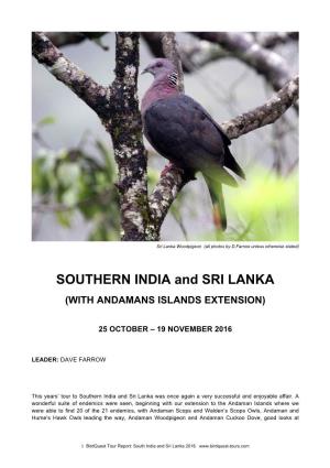 SOUTHERN INDIA and SRI LANKA