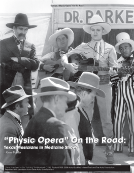 "Physic Opera" on the Road: Texas Musicians in Medicine Shows
