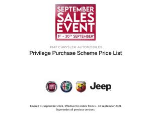 Privilege Purchase Scheme Price List Terms & Conditions Pages Privilege Purchase Scheme Price List Terms & Conditions All Vehicles Are Offered Subject to Availability
