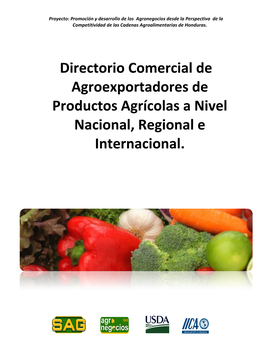 Directorio Comercial De Agroexportadores De Productos Agrícolas a Nivel Nacional, Regional E Internacional
