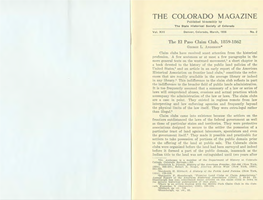 BIG PHIL, the CANNIBAL" 53 52 COLORADO MAGAZINE 'L'he 'L'erritory of Colorado Was Formed on February 2~, 1861