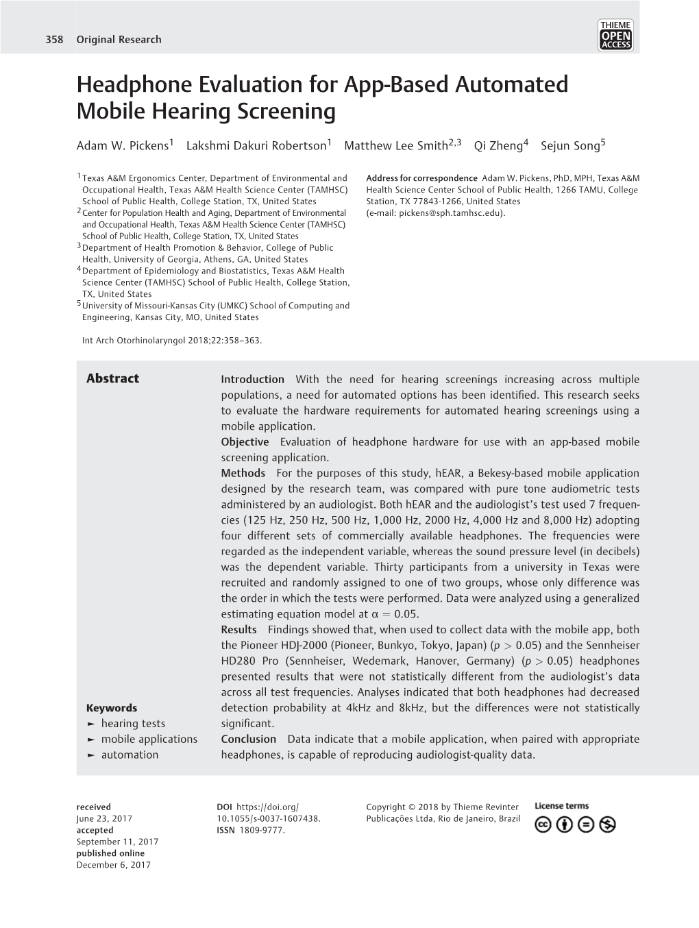 Headphone Evaluation for App-Based Automated Mobile Hearing Screening