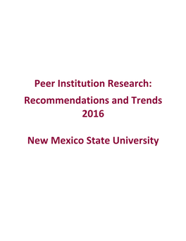 Peer Institution Research: Recommendations and Trends 2016