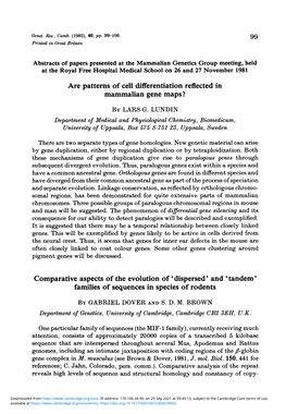 Abstracts of Papers Presented at the Mammalian Genetics Group