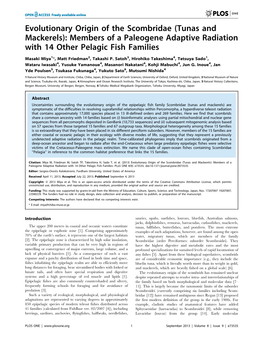 Evolutionary Origin of the Scombridae (Tunas and Mackerels): Members of a Paleogene Adaptive Radiation with 14 Other Pelagic Fish Families