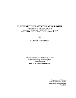 Is Gestalt Therapy Compatible with Feminist Theology : a Study Of