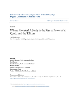 Whose Monster? a Study in the Rise to Power of Al Qaeda and the Taliban