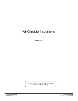 Wii Checklist Instructions