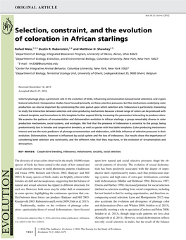 Selection, Constraint, and the Evolution of Coloration in African Starlings