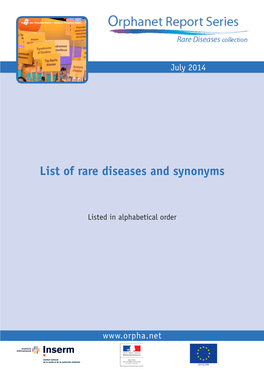 List of Rare Diseases and Synonyms