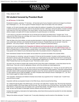 News Archive - OU Student Honored by President Bush