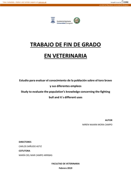 Trabajo De Fin De Grado En Veterinaria