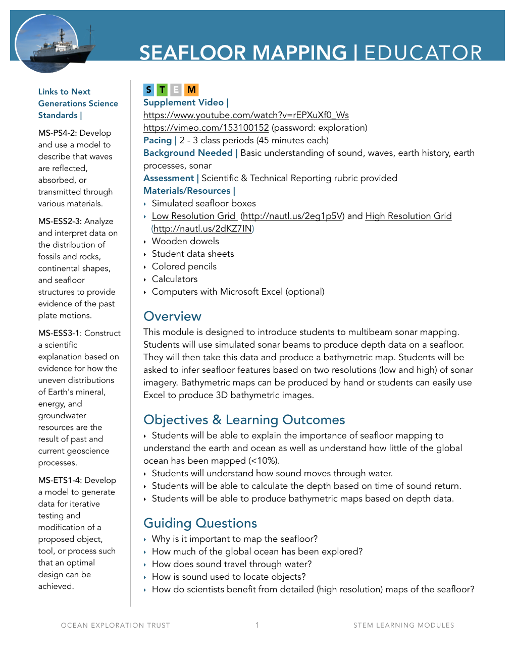 Seafloor Mapping | Educator