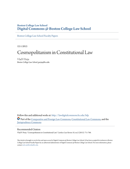 Cosmopolitanism in Constitutional Law Vlad F