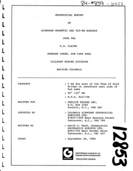 Geophysical Report on Airborne Magnetic and Vlf