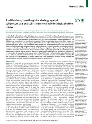 Personal View a Call to Strengthen the Global Strategy Against Schistosomiasis and Soil-Transmitted Helminthiasis