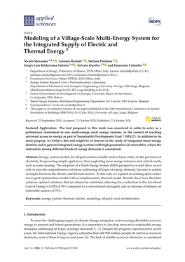 Modeling of a Village-Scale Multi-Energy System for the Integrated Supply of Electric and † Thermal Energy