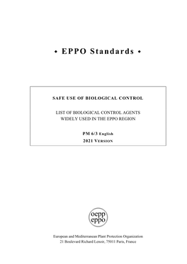 List of Biological Control Agents Widely Used in the Eppo Region
