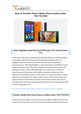 How to Transfer Itunes Media Files to Nokia Lumia 730/735/830