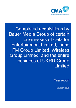 Bauer Media Group/Celador Entertainment Limited/Lincs FM