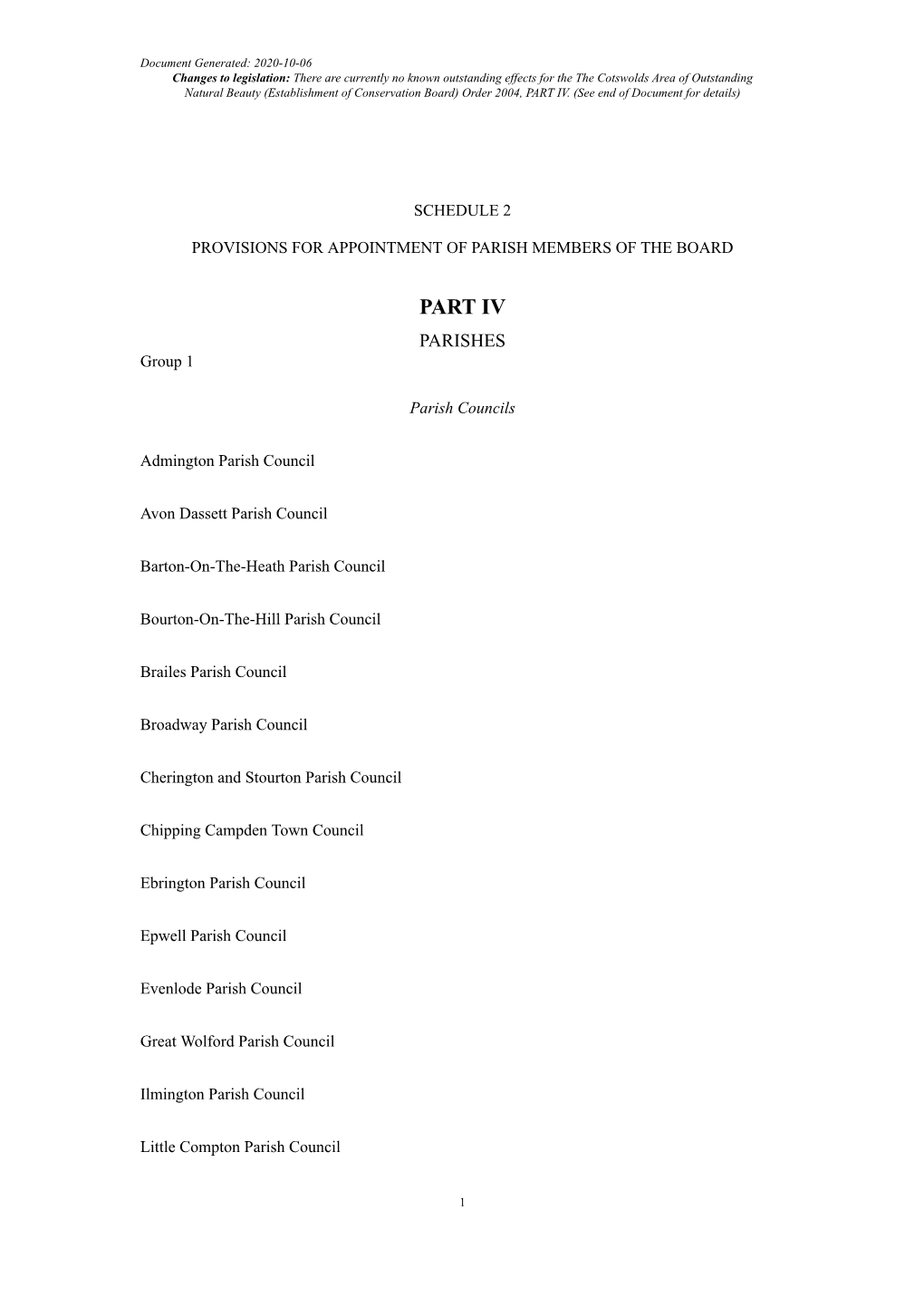 The Cotswolds Area of Outstanding Natural Beauty (Establishment of Conservation Board) Order 2004, PART IV