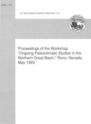 Ongoing Paleoclimatic Studies in the Northern Great Basin," Reno, Nevada, May 1993