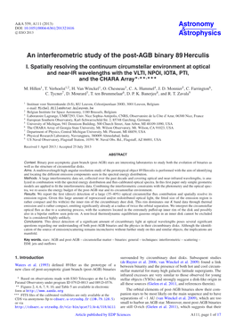 An Interferometric Study of the Post-AGB Binary 89 Herculis I