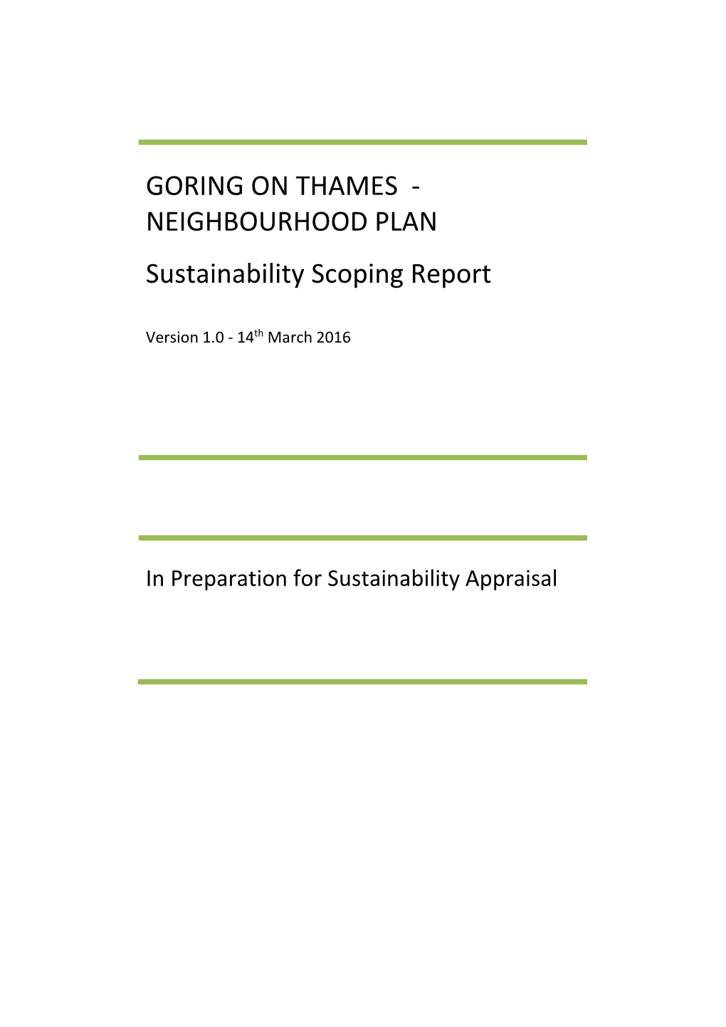 Neighbourhood Plan Sustainability Scoping Report