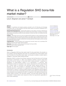 What Is a Regulation SHO Bona-Fide Market Maker?