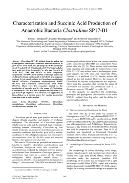 Characterization and Succinic Acid Production of Anaerobic Bacteria Clostridium SP17-B1