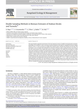 Double Sampling Methods in Biomass Estimates of Andean Shrubs and Tussocks, Rangeland Ecology & Management (2017), 2 V