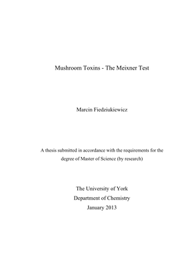 Mushroom Toxins - the Meixner Test