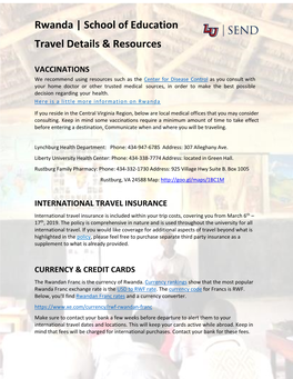 Rwanda | School of Education Travel Details & Resources