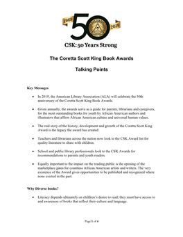 The Coretta Scott King Book Awards Talking Points