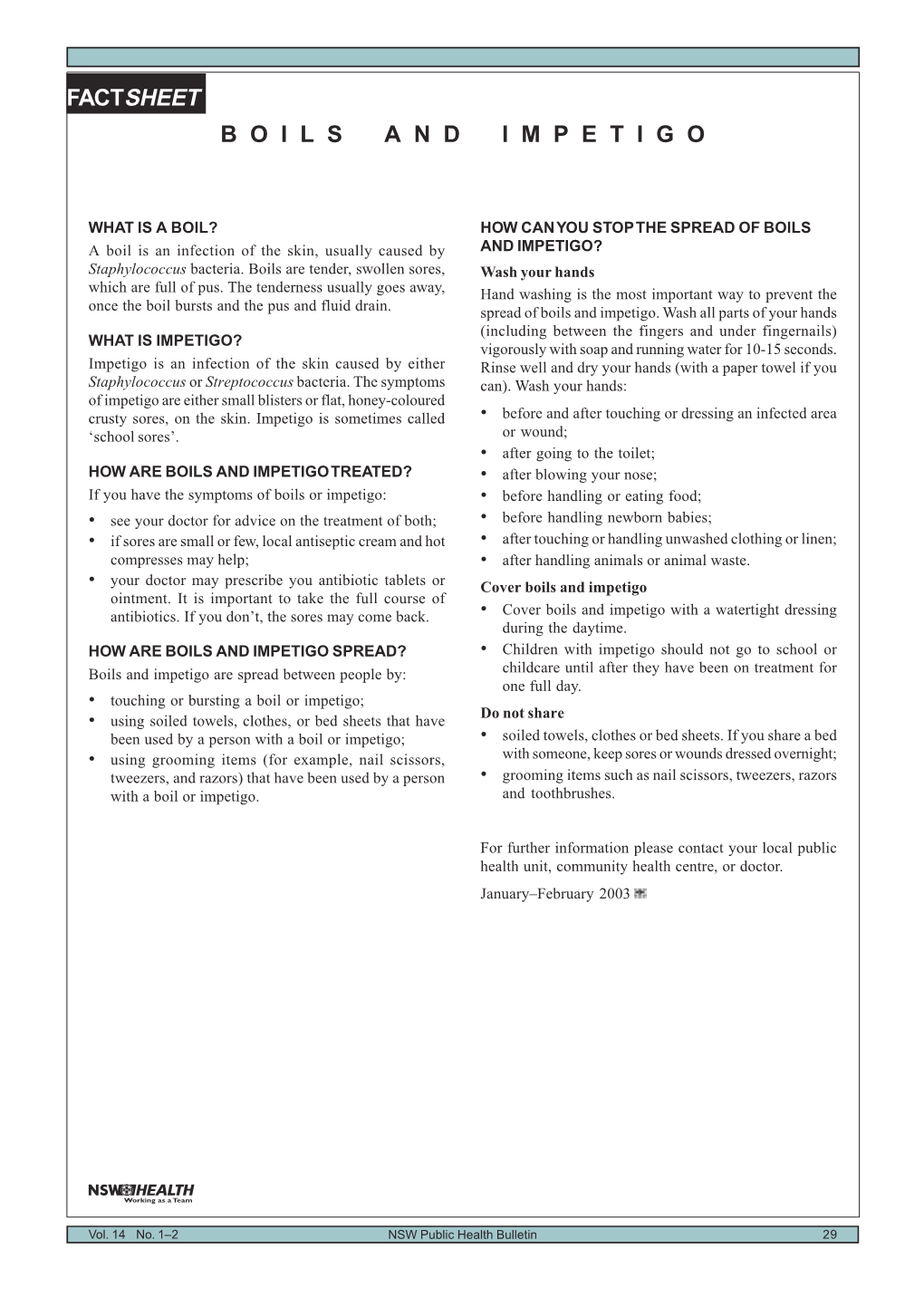 Factsheet Boils and Impetigo