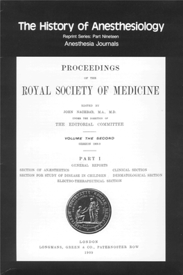 The History of Anesthesiology Reprint Series: Part Nineteen Anesthesia Journals