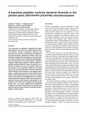 A Keystone Predator Controls Bacterial Diversity in the Pitcher-Plant (Sarracenia Purpurea) Microecosystem