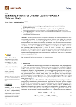 Sulfidizing Behavior of Complex Lead-Silver Ore: a Flotation Study