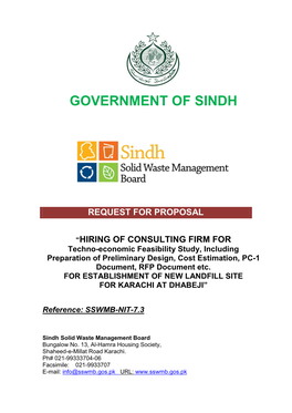 7.3 FS– Establishment of New Landfill Site for Karachi at Dhabeji