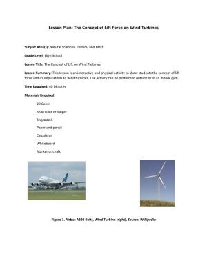 Lesson Plan: the Concept of Lift Force on Wind Turbines