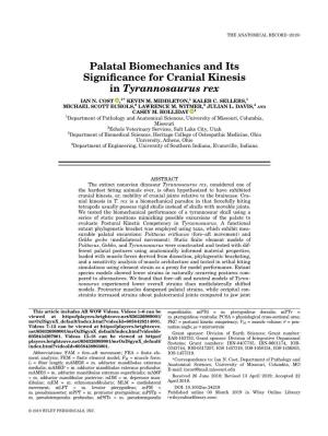 Palatal Biomechanics and Its Significance for Cranial Kinesis In