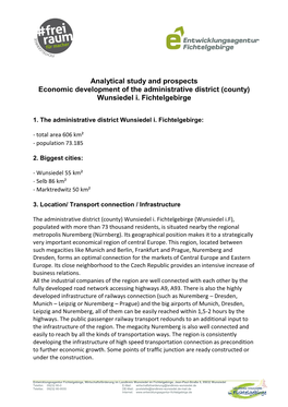 Analytical Study and Prospects Economic Development of the Administrative District (County) Wunsiedel I