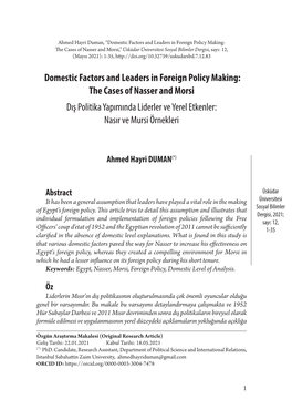 Domestic Factors and Leaders in Foreign Policy Making