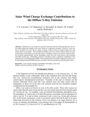 Solar Wind Charge Exchange Contributions to the Diffuse X-Ray Emission