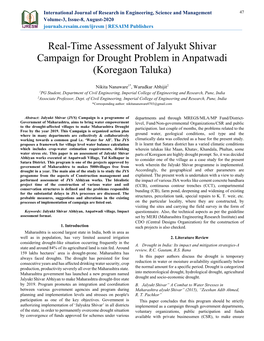 Real-Time Assessment of Jalyukt Shivar Campaign for Drought Problem in Anpatwadi (Koregaon Taluka)