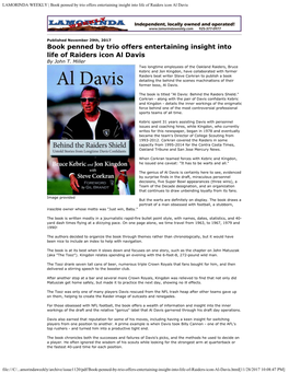 Book Penned by Trio Offers Entertaining Insight Into Life of Raiders Icon Al Davis