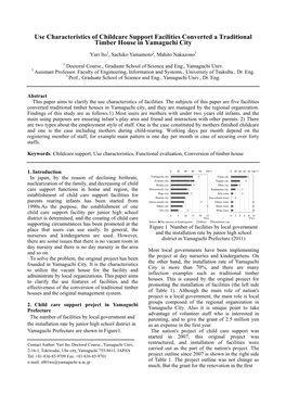 Use Characteristics of Childcare Support Facilities Converted a Traditional Timber House in Yamaguchi City