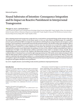 Neural Substrates of Intention–Consequence Integration and Its Impact on Reactive Punishment in Interpersonal Transgression